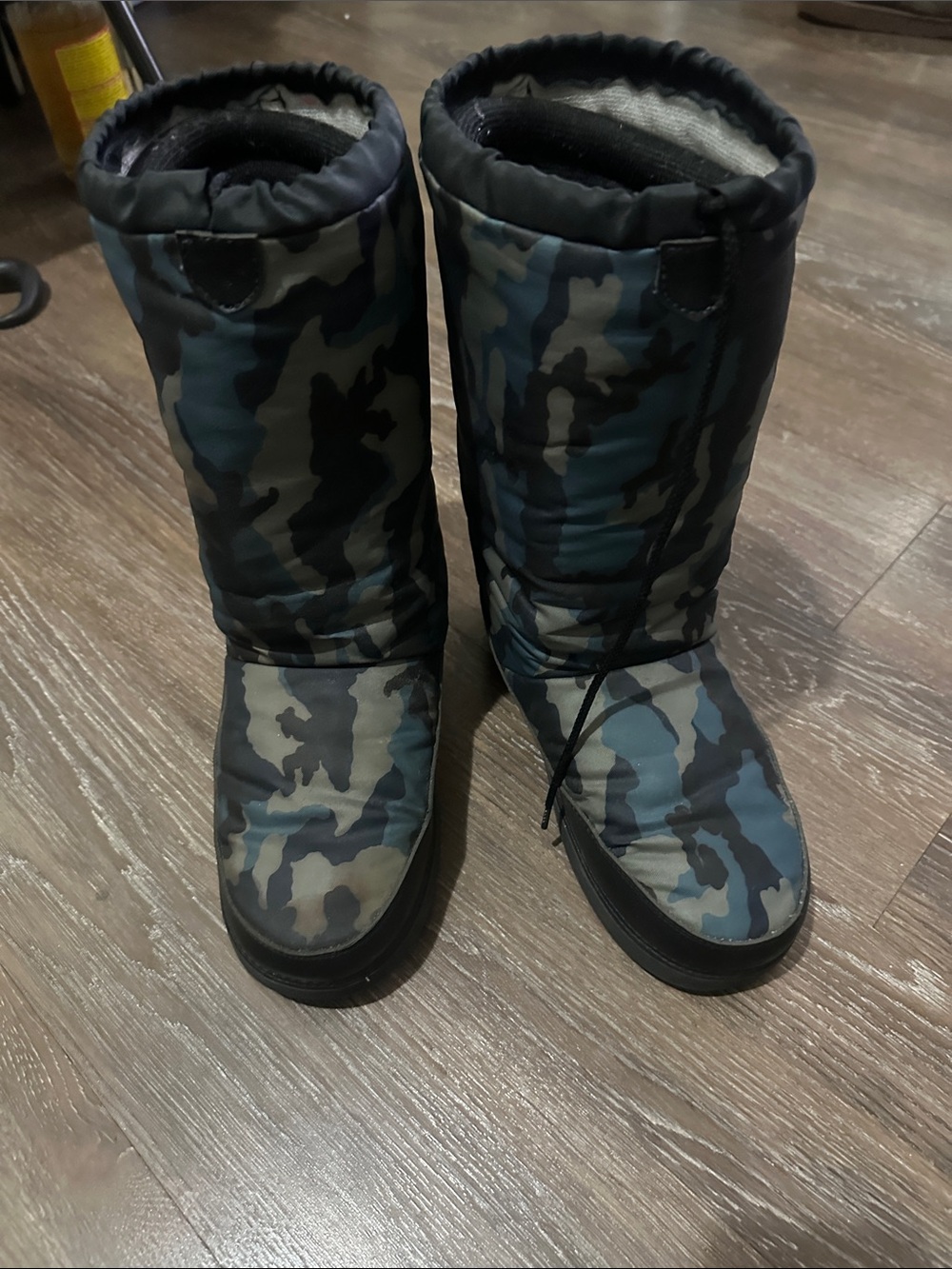 Love Moschino Blue & Gray Camo Puffer Boots